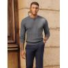 imagePJ PAUL JONES Mens Sweater Casual Henley Pullover Cable Knitted SweaterGrey