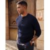 imagePJ PAUL JONES Mens Sweater Casual Henley Pullover Cable Knitted SweaterNavy Blue