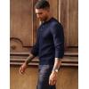 imagePJ PAUL JONES Mens Sweater Casual Henley Pullover Cable Knitted SweaterNavy Blue