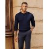 imagePJ PAUL JONES Mens Sweater Casual Henley Pullover Cable Knitted SweaterNavy Blue