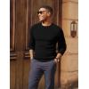 imagePJ PAUL JONES Mens Sweater Crewneck Cable Knit Textured Pullover Sweaters for FallBlack