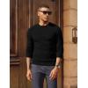 imagePJ PAUL JONES Mens Sweater Crewneck Cable Knit Textured Pullover Sweaters for FallBlack