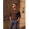 imagePJ PAUL JONES Mens Sweater Crewneck Cable Knit Textured Pullover Sweaters for FallCoffee