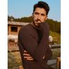 imagePJ PAUL JONES Mens Sweater Crewneck Cable Knit Textured Pullover Sweaters for FallCoffee