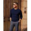 imagePJ PAUL JONES Mens Sweater Crewneck Cable Knit Textured Pullover Sweaters for FallNavy