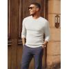 imagePJ PAUL JONES Mens Sweater Crewneck Cable Knit Textured Pullover Sweaters for FallWhite