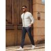 imagePJ PAUL JONES Mens Sweater Crewneck Cable Knit Textured Pullover Sweaters for FallWhite