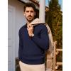 imagePJ PAUL JONES Mens Sweater V Neck Long Sleeve Casual Pullover Cable Knit Textured SweatersNavy Blue
