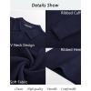 imagePJ PAUL JONES Mens Sweater V Neck Long Sleeve Casual Pullover Cable Knit Textured SweatersNavy Blue