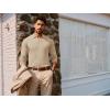 imagePJ PAUL JONES Mens Sweater V Neck Slim Fit Pullover Sweater Long Sleeve Ribbed Textured SweatersApricot