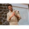 imagePJ PAUL JONES Mens Sweater V Neck Slim Fit Pullover Sweater Long Sleeve Ribbed Textured SweatersApricot