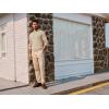 imagePJ PAUL JONES Mens Sweater V Neck Slim Fit Pullover Sweater Long Sleeve Ribbed Textured SweatersApricot