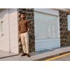 imagePJ PAUL JONES Mens Sweater V Neck Slim Fit Pullover Sweater Long Sleeve Ribbed Textured SweatersCoffee