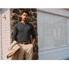 imagePJ PAUL JONES Mens Sweater V Neck Slim Fit Pullover Sweater Long Sleeve Ribbed Textured SweatersDark Grey
