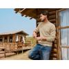 imagePJ PAUL JONES Mens Sweaters Casual Cable Knit Pullover Sweater Crewneck Twist SweatersApricot