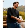 imagePJ PAUL JONES Mens Sweaters Casual Waffle Pullover Sweater Button Crewneck Textured Knit Henley SweatersBlack