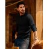 imagePJ PAUL JONES Mens Sweaters Casual Waffle Pullover Sweater Button Crewneck Textured Knit Henley SweatersBlack