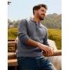 imagePJ PAUL JONES Mens Sweaters Casual Waffle Pullover Sweater Button Crewneck Textured Knit Henley SweatersDark Grey