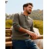 imagePJ PAUL JONES Mens Sweaters Casual Waffle Pullover Sweater Button Crewneck Textured Knit Henley SweatersKhaki Green