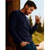 imagePJ PAUL JONES Mens Sweaters Casual Waffle Pullover Sweater Button Crewneck Textured Knit Henley SweatersNavy Blue