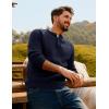 imagePJ PAUL JONES Mens Sweaters Casual Waffle Pullover Sweater Button Crewneck Textured Knit Henley SweatersNavy Blue