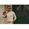 imagePJ PAUL JONES Mens Sweaters Crewneck Basic Lightweight Wool Blend Knitted Pullover Long Sleeve Shirts for MenBeige