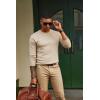 imagePJ PAUL JONES Mens Sweaters Crewneck Basic Lightweight Wool Blend Knitted Pullover Long Sleeve Shirts for MenBeige