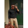 imagePJ PAUL JONES Mens Sweaters Crewneck Basic Lightweight Wool Blend Knitted Pullover Long Sleeve Shirts for MenBlack