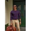 imagePJ PAUL JONES Mens Sweaters Crewneck Basic Lightweight Wool Blend Knitted Pullover Long Sleeve Shirts for MenPurple