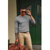 imagePJ PAUL JONES Mens Sweaters Crewneck Basic Lightweight Wool Blend Knitted Pullover Long Sleeve Shirts for MenSilve Grey