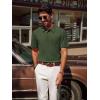 imagePJ PAUL JONES Mens Textured Knit Polo Shirt Short Sleeve Regular Fit Stretch Collared Summer ShirtsArmy Green