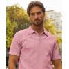 imagePJ PAUL JONES Mens Textured Knit Polo Shirt Short Sleeve Regular Fit Stretch Collared Summer ShirtsPink
