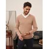 imagePJ PAUL JONES Mens V Neck Sweater Casual Textured Pullover Sweaters Lightweight Ribbed Knit PulloverApricot