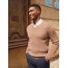 imagePJ PAUL JONES Mens V Neck Sweater Casual Textured Pullover Sweaters Lightweight Ribbed Knit PulloverApricot