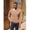 imagePJ PAUL JONES Mens V Neck Sweater Casual Textured Pullover Sweaters Lightweight Ribbed Knit PulloverApricot