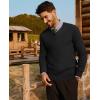 imagePJ PAUL JONES Mens V Neck Sweater Casual Textured Pullover Sweaters Lightweight Ribbed Knit PulloverBlack
