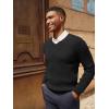imagePJ PAUL JONES Mens V Neck Sweater Casual Textured Pullover Sweaters Lightweight Ribbed Knit PulloverBlack
