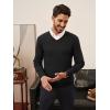 imagePJ PAUL JONES Mens V Neck Sweater Casual Textured Pullover Sweaters Lightweight Ribbed Knit PulloverBlack
