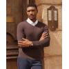 imagePJ PAUL JONES Mens V Neck Sweater Casual Textured Pullover Sweaters Lightweight Ribbed Knit PulloverCoffee