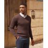 imagePJ PAUL JONES Mens V Neck Sweater Casual Textured Pullover Sweaters Lightweight Ribbed Knit PulloverCoffee