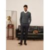 imagePJ PAUL JONES Mens V Neck Sweater Casual Textured Pullover Sweaters Lightweight Ribbed Knit PulloverDark Grey