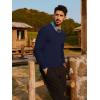 imagePJ PAUL JONES Mens V Neck Sweater Casual Textured Pullover Sweaters Lightweight Ribbed Knit PulloverNavy Blue