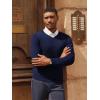 imagePJ PAUL JONES Mens V Neck Sweater Casual Textured Pullover Sweaters Lightweight Ribbed Knit PulloverNavy Blue