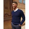 imagePJ PAUL JONES Mens V Neck Sweater Casual Textured Pullover Sweaters Lightweight Ribbed Knit PulloverNavy Blue