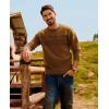 imagePJ PAUL JONES Sweaters for Men Casual Crewneck Pullover Sweater Knit Textured SweatersCoffee