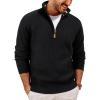 imagePJ PAUL JONES Men Quarter Zip Pullover Sweaters Casual Lightweight Knit Dress SweaterBlack