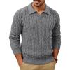 imagePJ PAUL JONES Men Sweaters V Neck Cable Knit Sweater Fall Casual Slim Fit PulloverGray