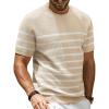 imagePJ PAUL JONES Mens Casual TShirts Classic Short Sleeve Knit Tees Crewneck Solid Tee ShirtsApricotstriped