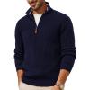 imagePJ PAUL JONES Mens Quarter Zip Sweater Lightweight Casual Pullover Mock Neck Textured SweatersNavy Blue