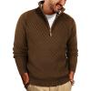 imagePJ PAUL JONES Mens Quarter Zip Sweaters Casual Slim Fit Knit Texture Pullover SweaterCoffee